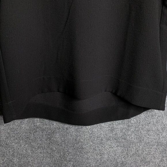 Madewell Leather Trim Blouse Women S Black High Low Hem Short Sleeve Keyhole - Picture 3 of 13